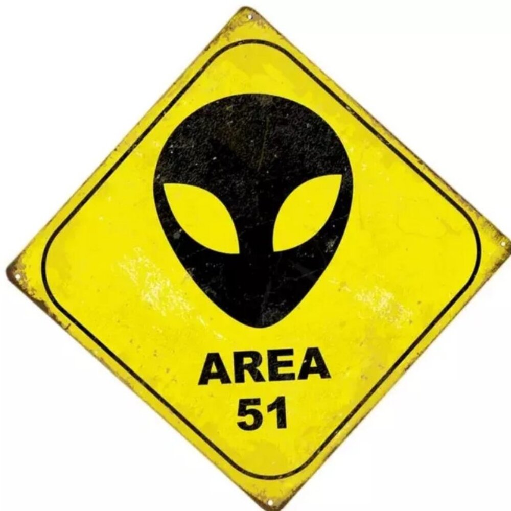 AREA 51 Alien Warning Metal Halloween Sign Wall Sign Decor 8"x8"  🌌👽🛸